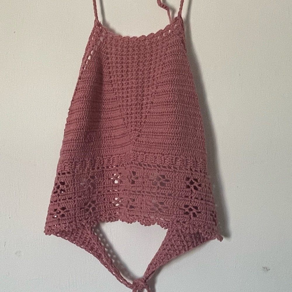 Chic Crochet Lace Tank Top - Dusty Pink